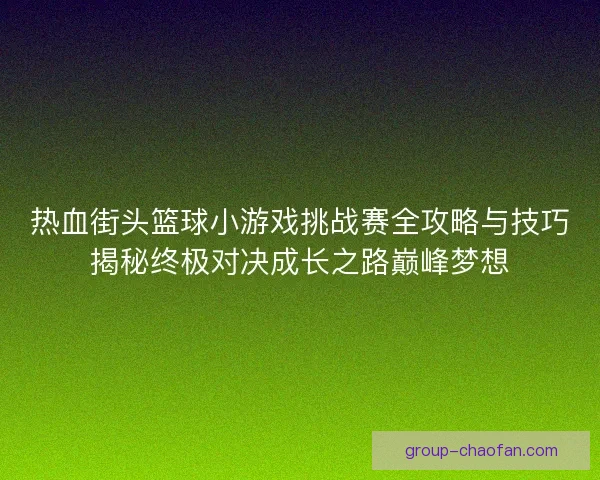热血街头篮球小游戏挑战赛全攻略与技巧揭秘终极对决成长之路巅峰梦想